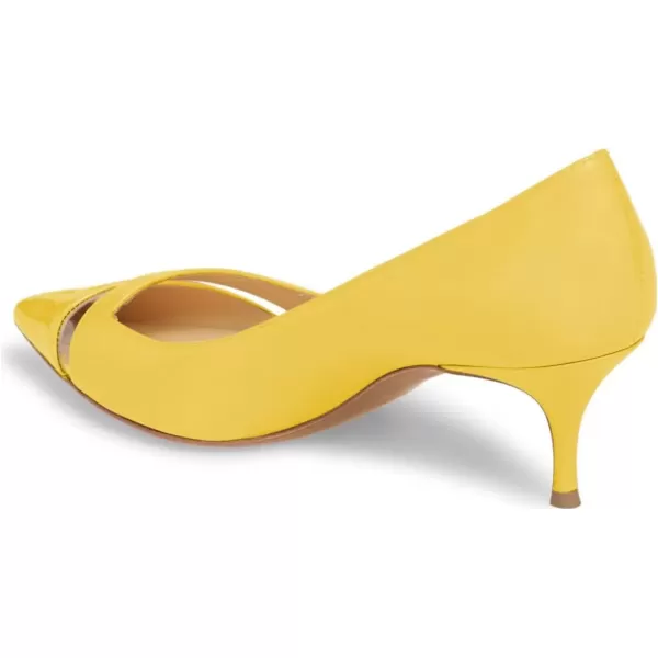 imageFSJ Women Comfy Clear Pointed Toe Pump Kitten Low Heel Slip On Office Lady Shoes Size 415 USYellow