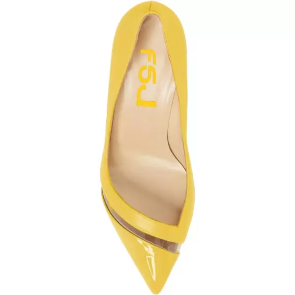 imageFSJ Women Comfy Clear Pointed Toe Pump Kitten Low Heel Slip On Office Lady Shoes Size 415 USYellow