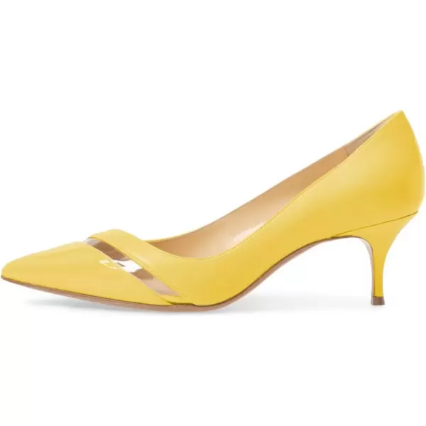 imageFSJ Women Comfy Clear Pointed Toe Pump Kitten Low Heel Slip On Office Lady Shoes Size 415 USYellow