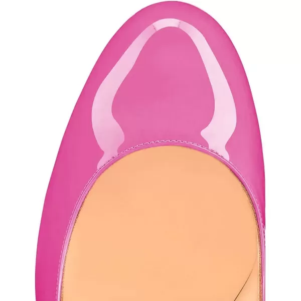 imageFSJ Women Dress Round Toe Chunky Gold High Heel Pumps Slip on Party Prom Platform Shoes Size 415 USFuchsia
