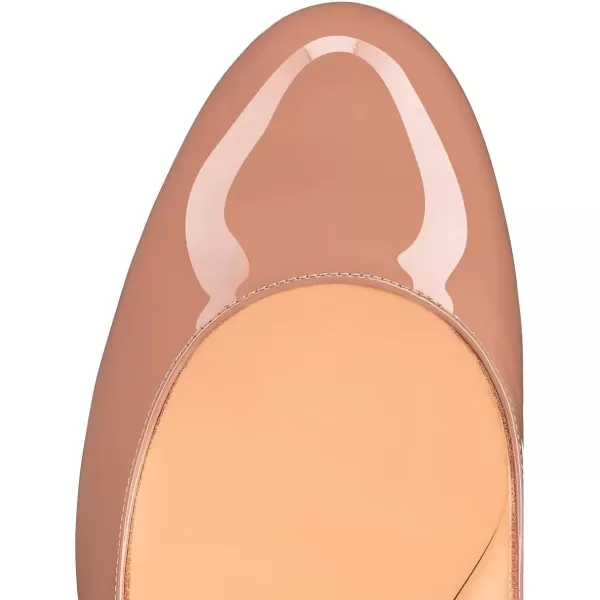 imageFSJ Women Dress Round Toe Chunky Gold High Heel Pumps Slip on Party Prom Platform Shoes Size 415 USNude