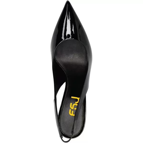 imageFSJ Women Dressy Studded Crystal Heel Pumps Pointed Toe Chunky High Heel Slingback Slip On Prom Party Dress Shoes Size 415 USBlack