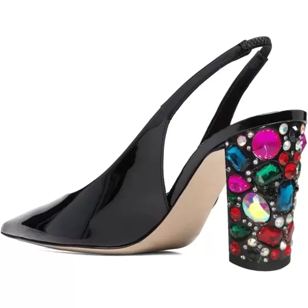 imageFSJ Women Dressy Studded Crystal Heel Pumps Pointed Toe Chunky High Heel Slingback Slip On Prom Party Dress Shoes Size 415 USBlack