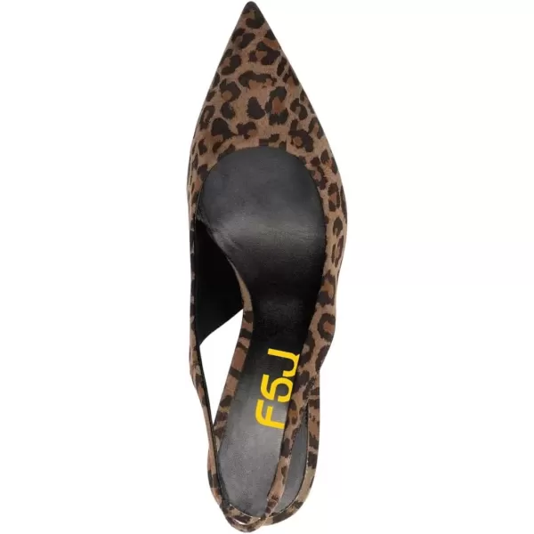 imageFSJ Women Dressy Studded Crystal Heel Pumps Pointed Toe Chunky High Heel Slingback Slip On Prom Party Dress Shoes Size 415 USLeopard Suede