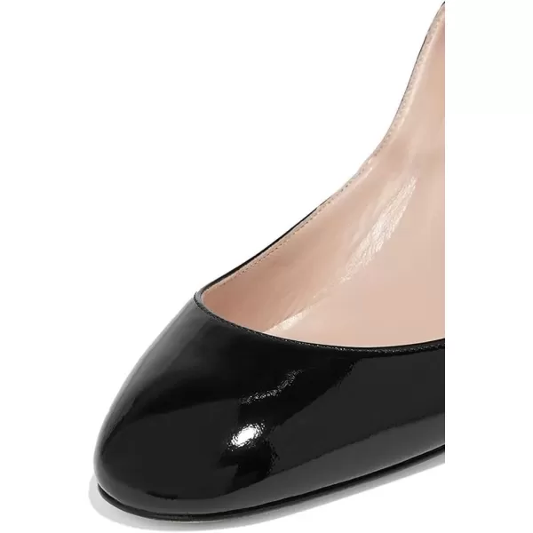 imageFSJ Women Retro Ankle Strap Mid Heels Dress Pump Almond Toe Patent Leather Shoes Size 415 USBlack Patent