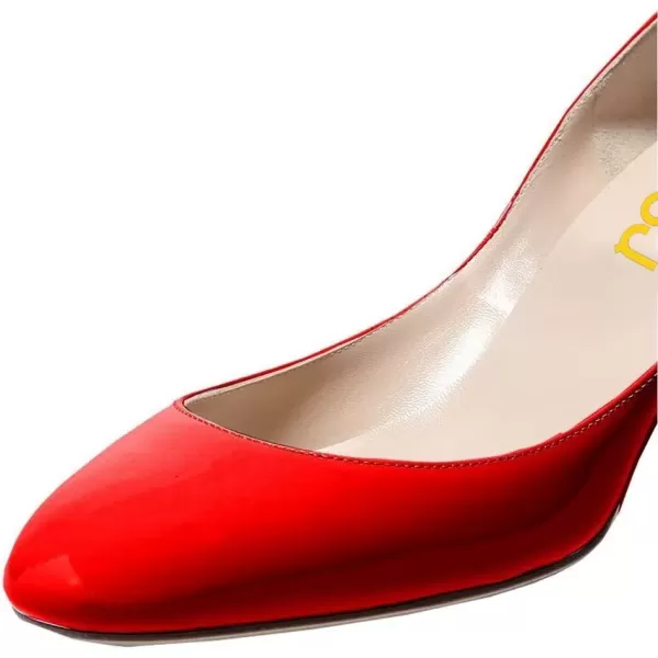 imageFSJ Women Retro Ankle Strap Mid Heels Dress Pump Almond Toe Patent Leather Shoes Size 415 USRed Patent