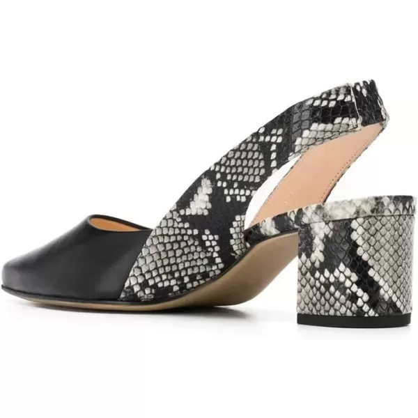 imageFSJ Women Retro Slingback Pointed Closed Toe Sandals Mid Block Heel Pump Strappy Slipon Comfotable Dress Work ShoesBlack