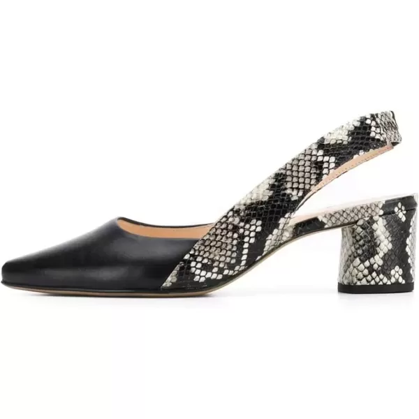 imageFSJ Women Retro Slingback Pointed Closed Toe Sandals Mid Block Heel Pump Strappy Slipon Comfotable Dress Work ShoesBlack