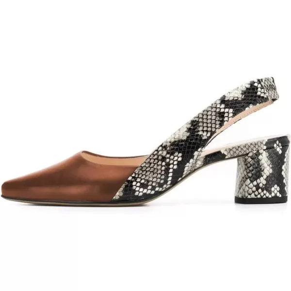 imageFSJ Women Retro Slingback Pointed Closed Toe Sandals Mid Block Heel Pump Strappy Slipon Comfotable Dress Work ShoesBrown