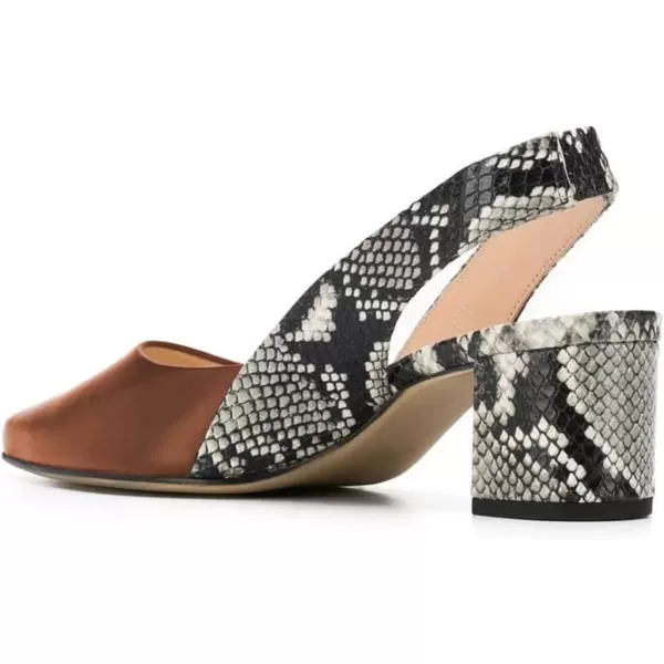 imageFSJ Women Retro Slingback Pointed Closed Toe Sandals Mid Block Heel Pump Strappy Slipon Comfotable Dress Work ShoesBrown