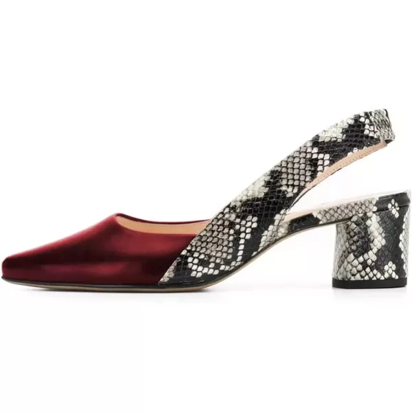 imageFSJ Women Retro Slingback Pointed Closed Toe Sandals Mid Block Heel Pump Strappy Slipon Comfotable Dress Work ShoesBurgundy