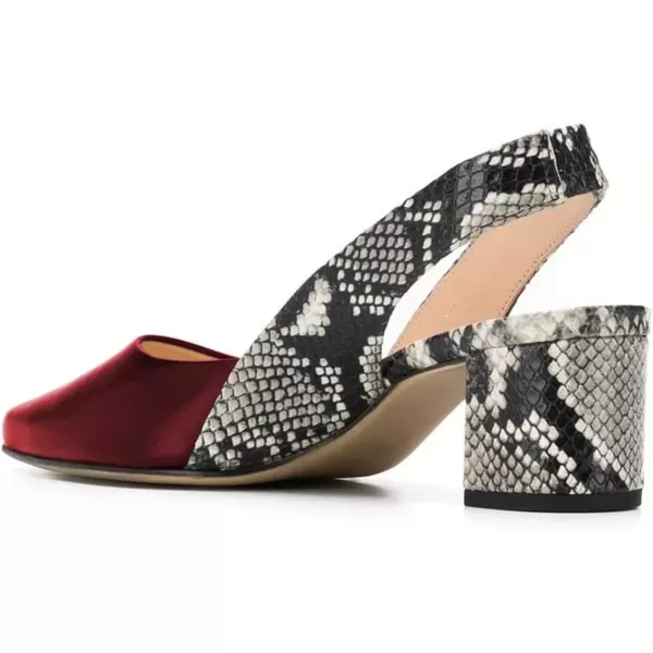 imageFSJ Women Retro Slingback Pointed Closed Toe Sandals Mid Block Heel Pump Strappy Slipon Comfotable Dress Work ShoesBurgundy
