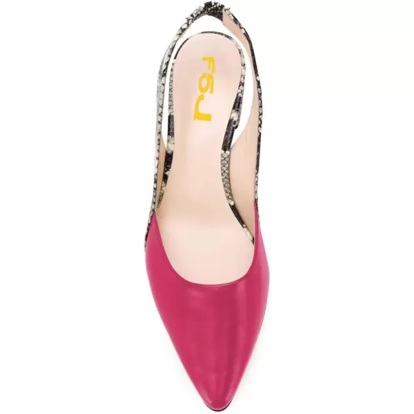 imageFSJ Women Retro Slingback Pointed Closed Toe Sandals Mid Block Heel Pump Strappy Slipon Comfotable Dress Work ShoesDeep Pink