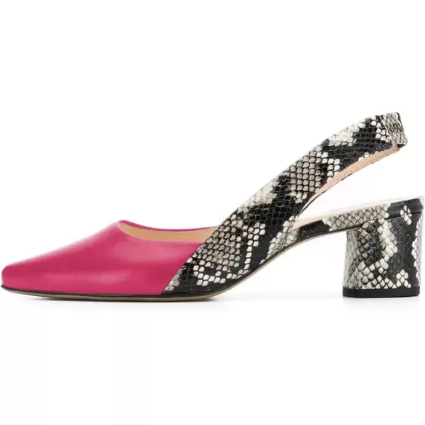 imageFSJ Women Retro Slingback Pointed Closed Toe Sandals Mid Block Heel Pump Strappy Slipon Comfotable Dress Work ShoesDeep Pink