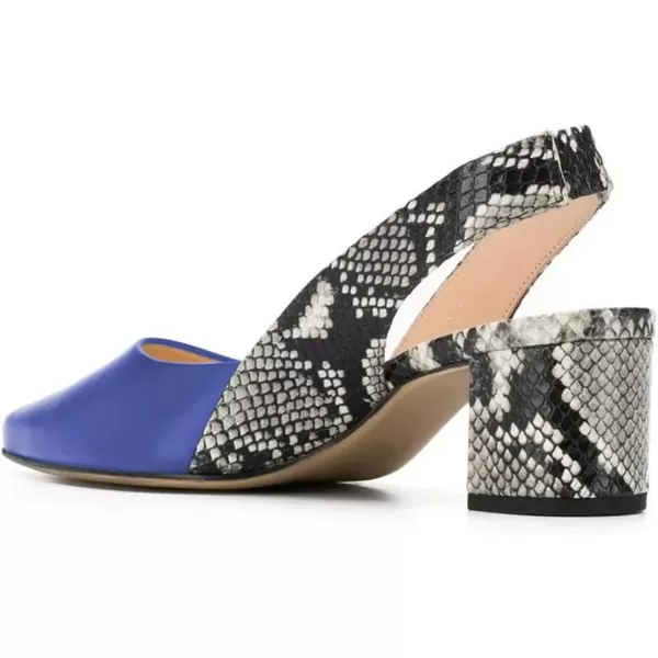 imageFSJ Women Retro Slingback Pointed Closed Toe Sandals Mid Block Heel Pump Strappy Slipon Comfotable Dress Work ShoesNavy Blue