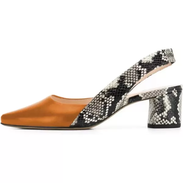 imageFSJ Women Retro Slingback Pointed Closed Toe Sandals Mid Block Heel Pump Strappy Slipon Comfotable Dress Work ShoesOrange