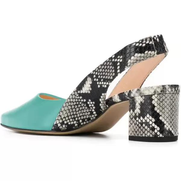 imageFSJ Women Retro Slingback Pointed Closed Toe Sandals Mid Block Heel Pump Strappy Slipon Comfotable Dress Work ShoesTurquoise