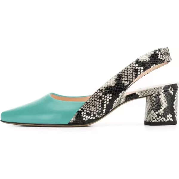 imageFSJ Women Retro Slingback Pointed Closed Toe Sandals Mid Block Heel Pump Strappy Slipon Comfotable Dress Work ShoesTurquoise