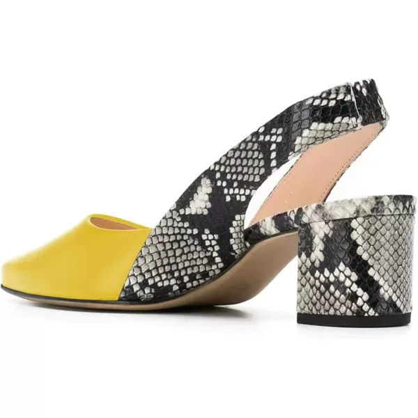 imageFSJ Women Retro Slingback Pointed Closed Toe Sandals Mid Block Heel Pump Strappy Slipon Comfotable Dress Work ShoesYellow