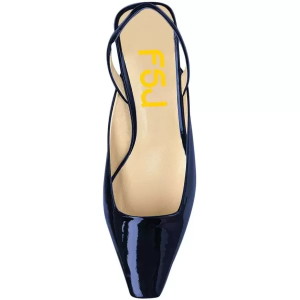 imageFSJ Women Retro Square Toe Slingback Sandals Comfortable Low Block Heel Pump Evening Dress Office ShoesBlue