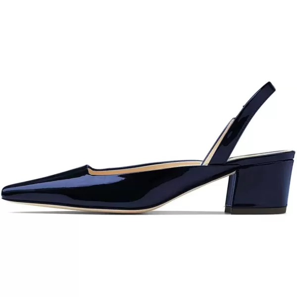 imageFSJ Women Retro Square Toe Slingback Sandals Comfortable Low Block Heel Pump Evening Dress Office ShoesBlue