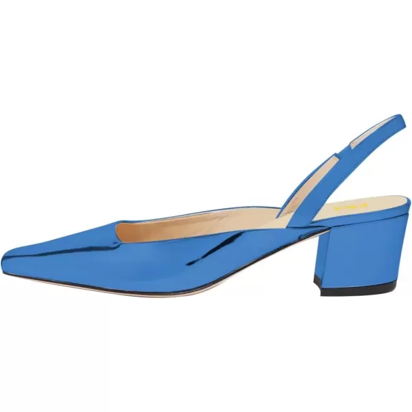 imageFSJ Women Retro Square Toe Slingback Sandals Comfortable Low Block Heel Pump Evening Dress Office ShoesBright Blue
