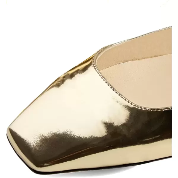 imageFSJ Women Retro Square Toe Slingback Sandals Comfortable Low Block Heel Pump Evening Dress Office ShoesGold