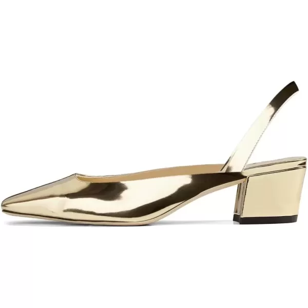imageFSJ Women Retro Square Toe Slingback Sandals Comfortable Low Block Heel Pump Evening Dress Office ShoesGold