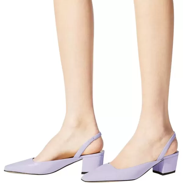 imageFSJ Women Retro Square Toe Slingback Sandals Comfortable Low Block Heel Pump Evening Dress Office ShoesLavender