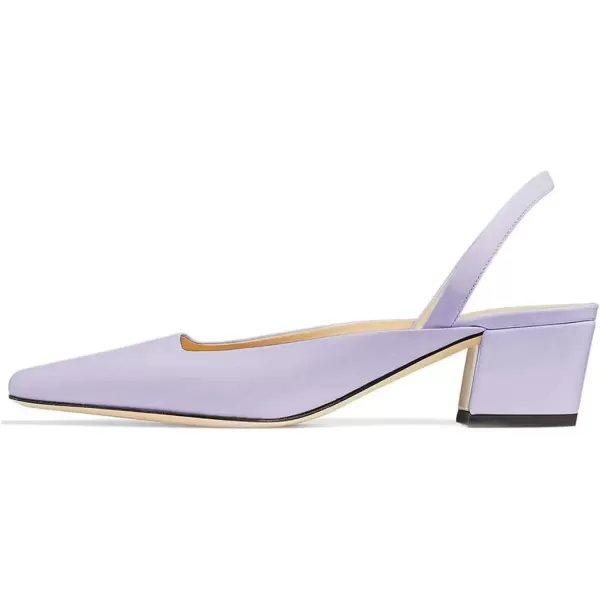 imageFSJ Women Retro Square Toe Slingback Sandals Comfortable Low Block Heel Pump Evening Dress Office ShoesLavender