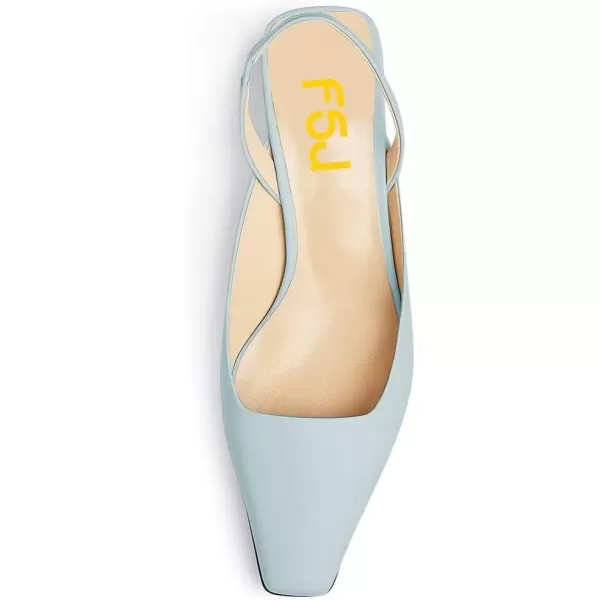 imageFSJ Women Retro Square Toe Slingback Sandals Comfortable Low Block Heel Pump Evening Dress Office ShoesLightblue