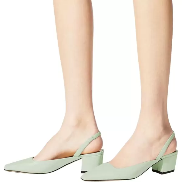 imageFSJ Women Retro Square Toe Slingback Sandals Comfortable Low Block Heel Pump Evening Dress Office ShoesLightcyan