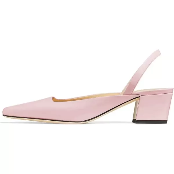 imageFSJ Women Retro Square Toe Slingback Sandals Comfortable Low Block Heel Pump Evening Dress Office ShoesLightpink