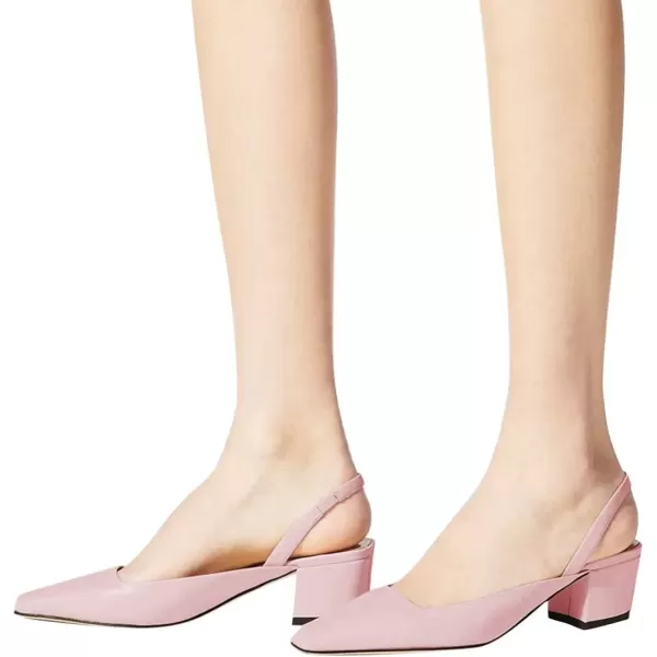 imageFSJ Women Retro Square Toe Slingback Sandals Comfortable Low Block Heel Pump Evening Dress Office ShoesLightpink