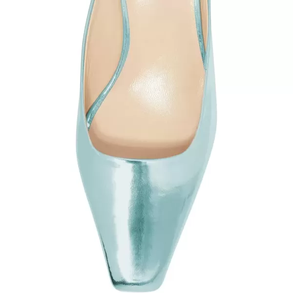 imageFSJ Women Retro Square Toe Slingback Sandals Comfortable Low Block Heel Pump Evening Dress Office ShoesTurquoise