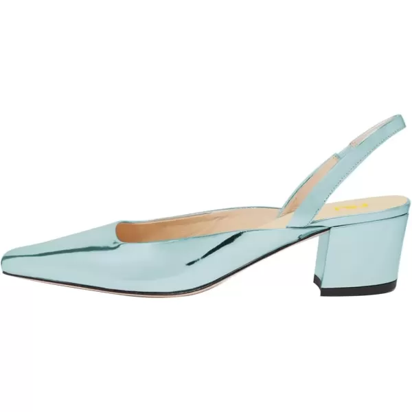 imageFSJ Women Retro Square Toe Slingback Sandals Comfortable Low Block Heel Pump Evening Dress Office ShoesTurquoise