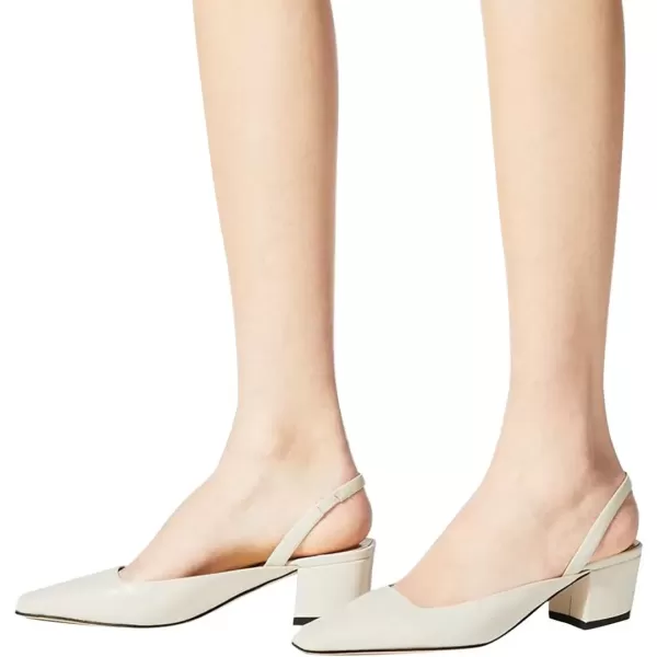 imageFSJ Women Retro Square Toe Slingback Sandals Comfortable Low Block Heel Pump Evening Dress Office ShoesWhite
