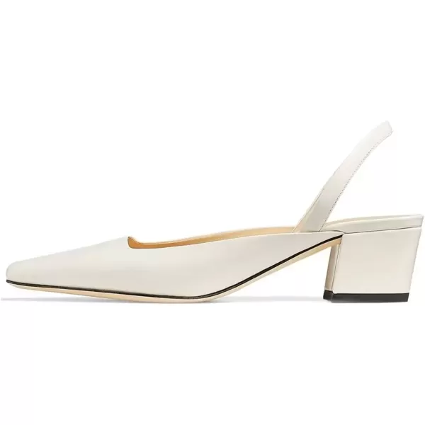 imageFSJ Women Retro Square Toe Slingback Sandals Comfortable Low Block Heel Pump Evening Dress Office ShoesWhite