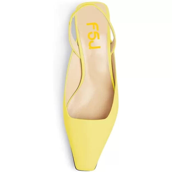 imageFSJ Women Retro Square Toe Slingback Sandals Comfortable Low Block Heel Pump Evening Dress Office ShoesYellow
