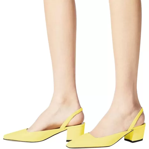 imageFSJ Women Retro Square Toe Slingback Sandals Comfortable Low Block Heel Pump Evening Dress Office ShoesYellow