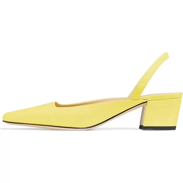 imageFSJ Women Retro Square Toe Slingback Sandals Comfortable Low Block Heel Pump Evening Dress Office ShoesYellow