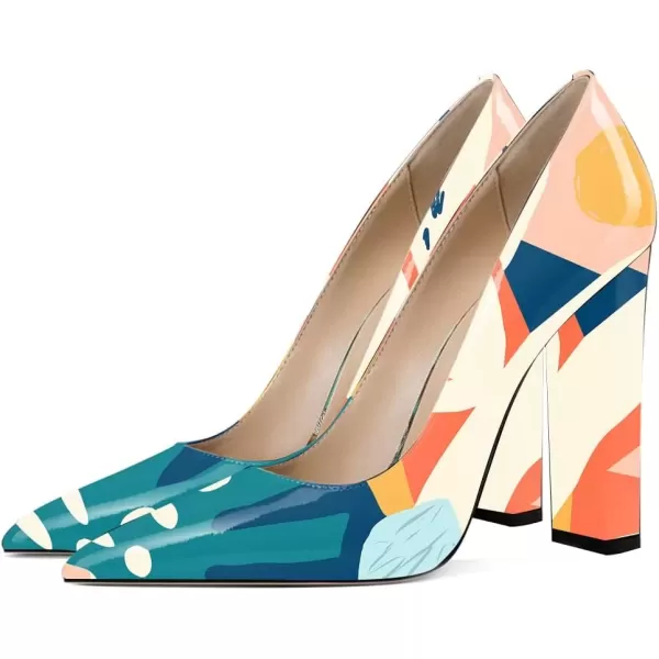 imageFSJ Women Sexy Leopard Fashion Pointed Toe Pumps Chunky High Heels Dress Slip On Party Comfort Shoes Size 415 USAutumn