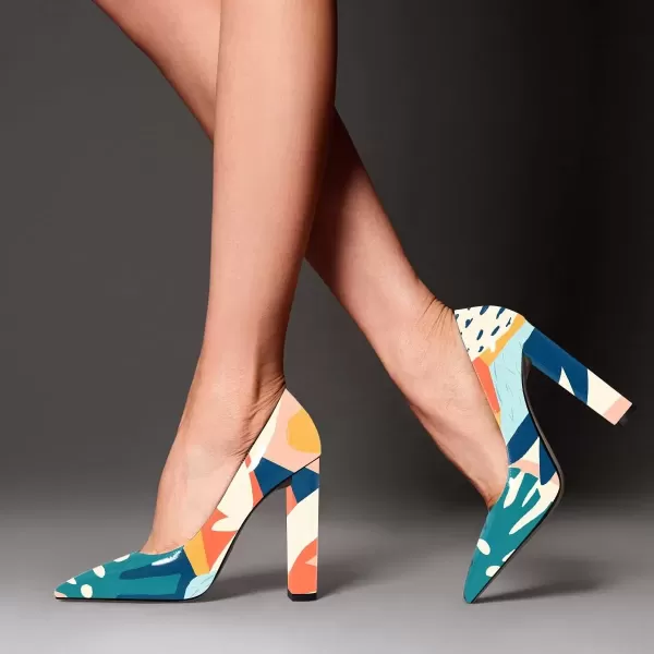 imageFSJ Women Sexy Leopard Fashion Pointed Toe Pumps Chunky High Heels Dress Slip On Party Comfort Shoes Size 415 USAutumn