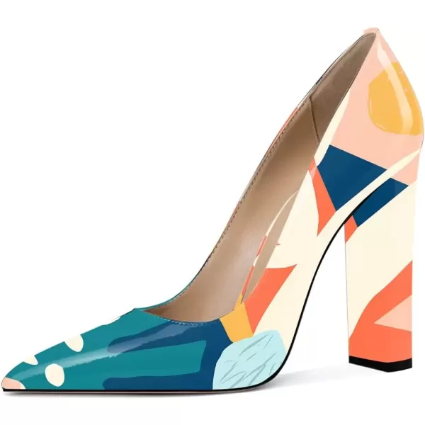 imageFSJ Women Sexy Leopard Fashion Pointed Toe Pumps Chunky High Heels Dress Slip On Party Comfort Shoes Size 415 USAutumn