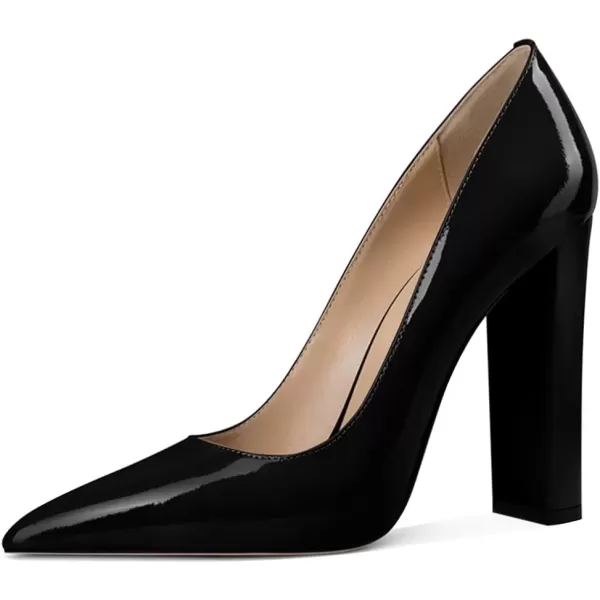 imageFSJ Women Sexy Leopard Fashion Pointed Toe Pumps Chunky High Heels Dress Slip On Party Comfort Shoes Size 415 USBlack