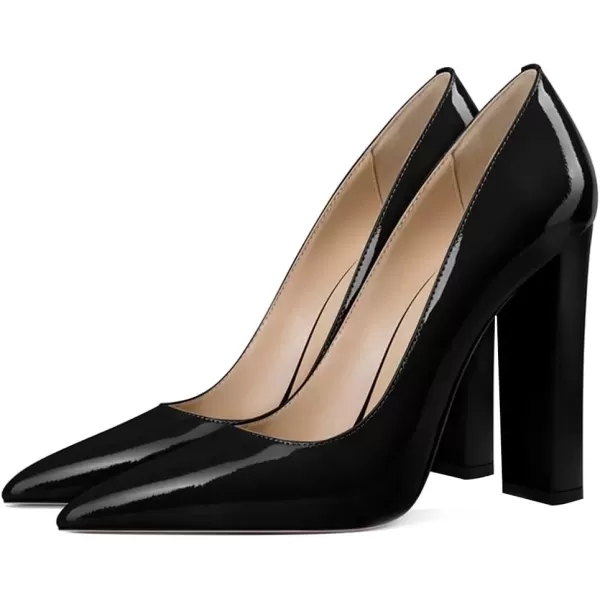 imageFSJ Women Sexy Leopard Fashion Pointed Toe Pumps Chunky High Heels Dress Slip On Party Comfort Shoes Size 415 USBlack