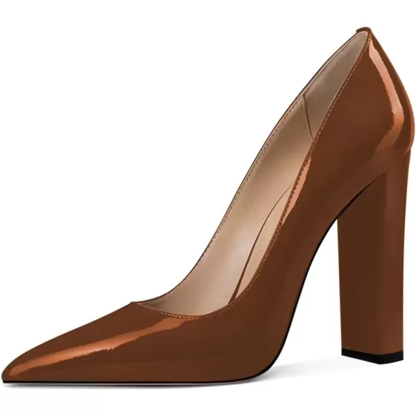 imageFSJ Women Sexy Leopard Fashion Pointed Toe Pumps Chunky High Heels Dress Slip On Party Comfort Shoes Size 415 USBrown