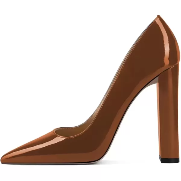 imageFSJ Women Sexy Leopard Fashion Pointed Toe Pumps Chunky High Heels Dress Slip On Party Comfort Shoes Size 415 USBrown