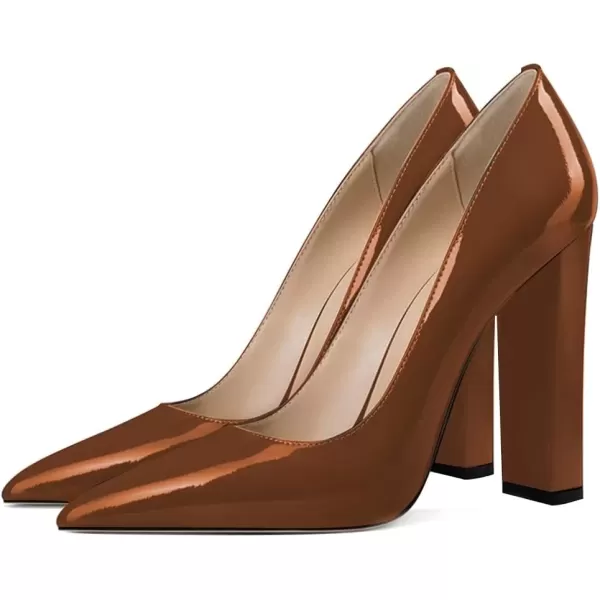 imageFSJ Women Sexy Leopard Fashion Pointed Toe Pumps Chunky High Heels Dress Slip On Party Comfort Shoes Size 415 USBrown