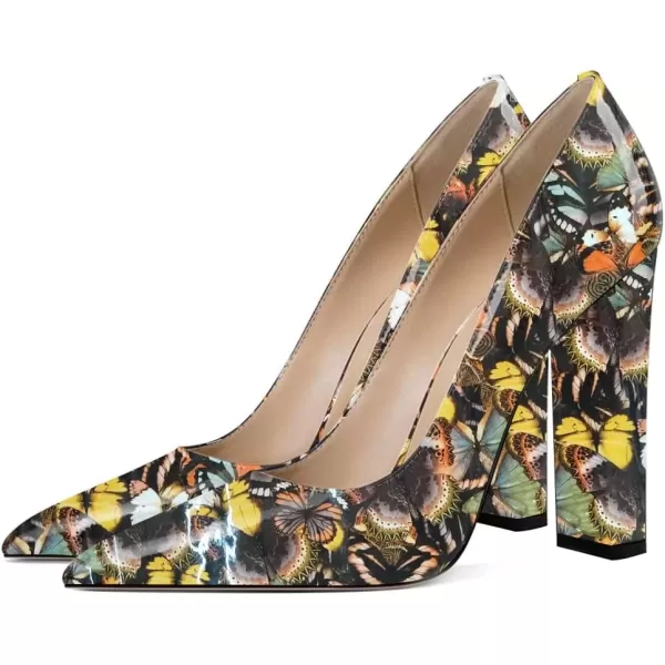 imageFSJ Women Sexy Leopard Fashion Pointed Toe Pumps Chunky High Heels Dress Slip On Party Comfort Shoes Size 415 USButterfly